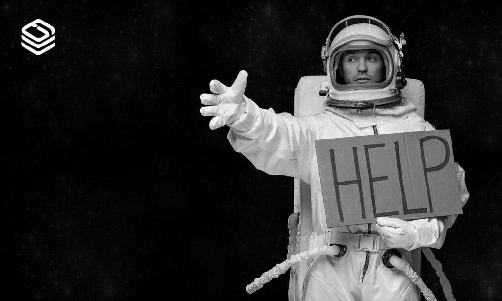 Astronauta pidiendo ayuda
